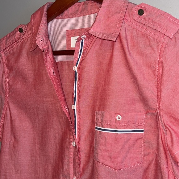 MASSIMO DUTTI | 100% Cotton Short Sleeve Military Button Down Shirt- sz S/M - Picture 4 of 10